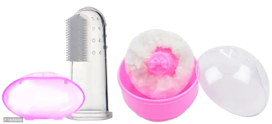 Tinny Tots Baby Skin Care Powder Puff with Protective Cum Travel Transparent Lid Container for Babies/Toddlers/New Borns (Design 17)