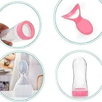 The Cheeky Kidzz Baby Silicone Squeeze Spoon Feeding Style Rice Cereal Squeezeable Feeder Bottle (Pink)-thumb3