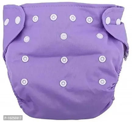 Alya Pocket Button Style Solid Reusable Cloth Diaper All in One Adjustable Washable Diapers Nappies(Without Inserts) for Toddlers/New Borns(SMALL;3-12 KGS)(PURPLE, PACK OF 1)