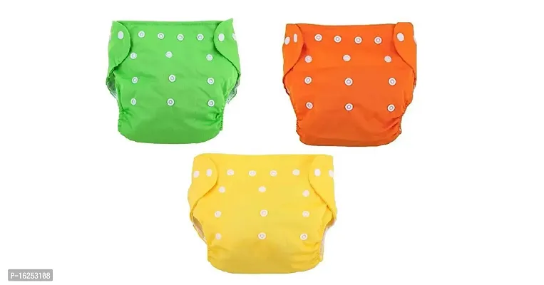 Alya Pack of 3 Washable Reusable Adjustable Premium Cloth Quality Free Size Diaper Nappy Baby Pants (0-2 Years) (Multi-Color)-thumb2