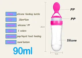 The Cheeky Kidzz Baby Silicone Squeeze Spoon Feeding Style Rice Cereal Squeezeable Feeder Bottle (Pink)-thumb4