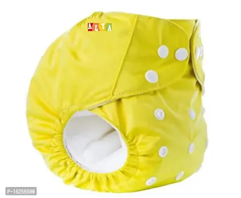 Alya Pocket Button Style Solid Reusable Cloth Diaper All in One Adjustable Washable Diapers Nappies(Without Inserts) for Toddlers/New Borns(SMALL;3-12 KGS)(YELLOW, PACK OF 1)