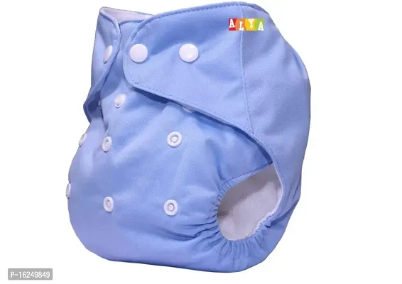 Alya Baby Button Pocket Style Reusable Cloth Diapers Adjustable Washable With 1 White Microfiber Bamboo(6layers) Wet-Free Insert Pads For Toddlers/New Borns(0-14 Months)-thumb2