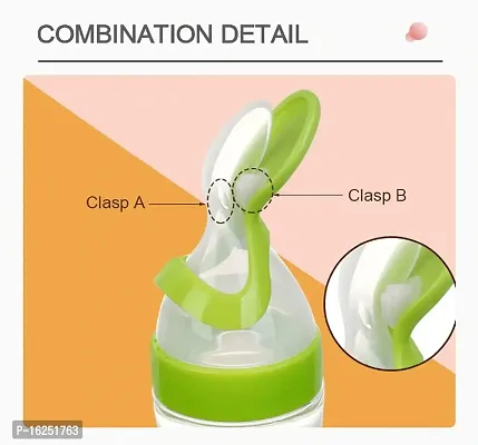 Alya Baby Infant Squeezy Food Grade Silicone Spoon Stand Bottle Feeder for Feeding Solid and Semi Solid Food ICeralac Feeder Baby Metal Bottle (Green)-thumb2