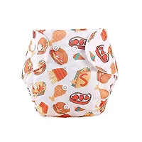 Alya Pocket Button Style Solid Winter Reusable Cloth Diaper All in One Adjustable Washable Diapers Nappies(Without Inserts) for Toddlers/New Borns (PIZZA-WHITE, PACK OF 3)-thumb1