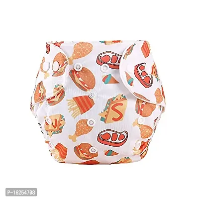 Alya Pocket Button Style Solid Winter Reusable Cloth Diaper All in One Adjustable Washable Diapers Nappies(Without Inserts) for Toddlers/New Borns (PIZZA-WHITE, PACK OF 3)-thumb2