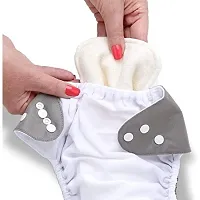 Alya Pocket Button Style Solid Winter Reusable Cloth Diaper All in One Adjustable Washable Diapers Nappies(Without Inserts) for Toddlers/New Borns (PIZZA-WHITE, PACK OF 3)-thumb2