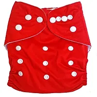 Tinny Tots Baby Reusable Cloth Diapers All in One Adjustable Washable With White Microfiber(4 layers) Wet-Free Insert Pads (0-24 Months 3-16KG) (PACK OF 2, RED,RED)-thumb2