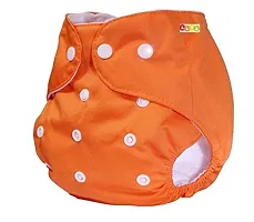Alya Pocket Button Style Solid Reusable Cloth Diaper All in One Adjustable Washable Diapers Nappies(Without Inserts) for Toddlers/New Borns(0-24 Months,3-16KG) (Pack of 2, Yellow,Orange)-thumb2