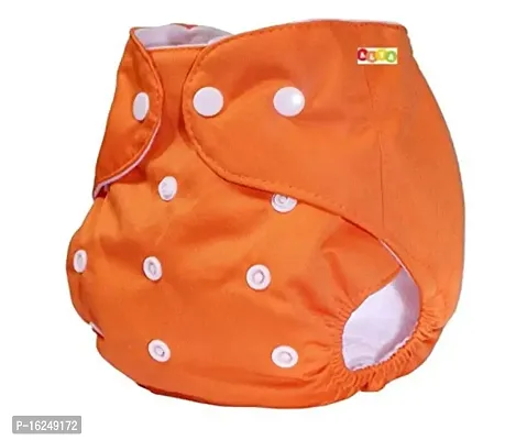 Alya Pocket Button Style Solid Reusable Cloth Diaper All in One Adjustable Washable Diapers Nappies(Without Inserts) for Toddlers/New Borns(0-24 Months,3-16KG) (Pack of 2, Yellow,Orange)-thumb3