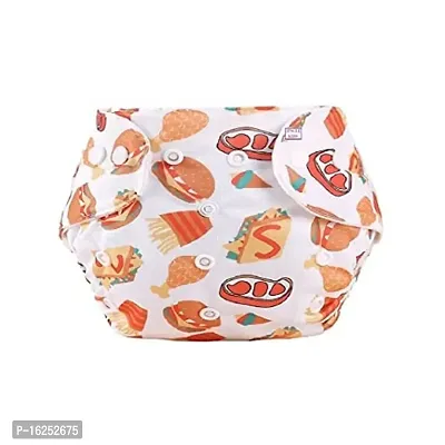 Alya Pocket Button Style Solid Reusable Cloth Diaper All in One Adjustable Washable Diapers Nappies(Without Inserts) for Toddlers/New Borns (ORANGE FOOD, PACK OF 1)-thumb0