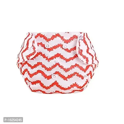 Alya Pocket Button Style Printed Baby Reusable Cloth Diaper All in One Adjustable Washable Diapers Nappies(Without Inserts) for Toddlers/New Borns(0-24 MONTHS;RED STRIP,3-17 KGS)