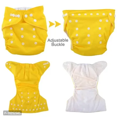 Alya Washable Reuseable Adjustable Premium Cloth Quality Free Size Diaper Nappy Baby Pants (0-2 Years) (Yellow)-thumb3