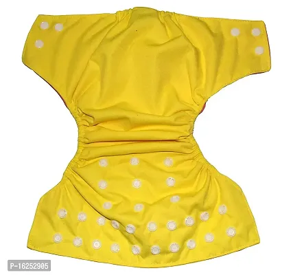 Alya Washable Reuseable Adjustable Premium Cloth Quality Free Size Diaper Nappy Baby Pants (0-2 Years) (Yellow)-thumb2