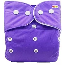 Alya Pocket Button Style Solid Reusable Cloth Diaper All in One Adjustable Washable Diapers Nappies(Without Inserts) for Toddlers/New Borns(0-24 Months,3-16KG) (Pack of 3, Purple,Yellow,RED)-thumb3