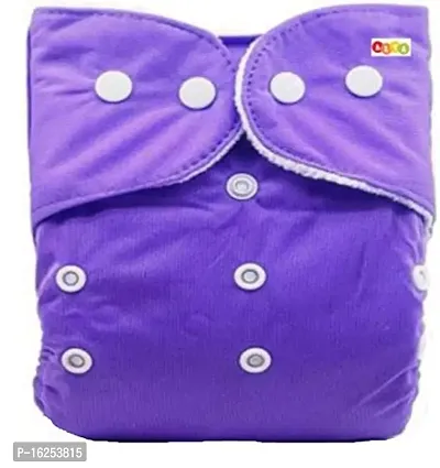 Alya Pocket Button Style Solid Reusable Cloth Diaper All in One Adjustable Washable Diapers Nappies(Without Inserts) for Toddlers/New Borns(0-24 Months,3-16KG) (Pack of 3, Purple,Yellow,RED)-thumb4