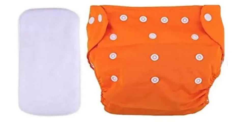 Tinny Tots Baby Reusable Cloth Diapers All in One Adjustable Washable With White Microfiber(4 layers) Wet-Free Insert Pads (0-24 Months 3-16KG)