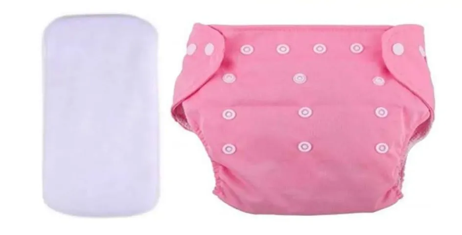 Tinny Tots Baby Reusable Cloth Diapers All in One Adjustable Washable With White Microfiber(4 layers) Wet-Free Insert Pads (0-24 Months 3-16KG)