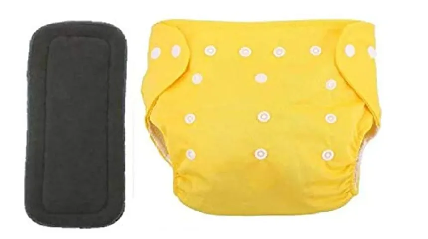 Tinny Tots Baby Reusable Cloth Diaper Adjustable Nappies Washable With Bamboo Charcoal Inserts(4 Layers) For New Borns/Infants Age 0-24 Months(3-16KGS)