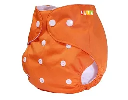 Alya Baby Washable Reusable Adjustable Cloth Diaper with 1 White Microfiber Insert Pad(4 Layers) for New Born/Toddlers/Infants(0-24 Months; 3-17KGS)(Orange)-thumb1