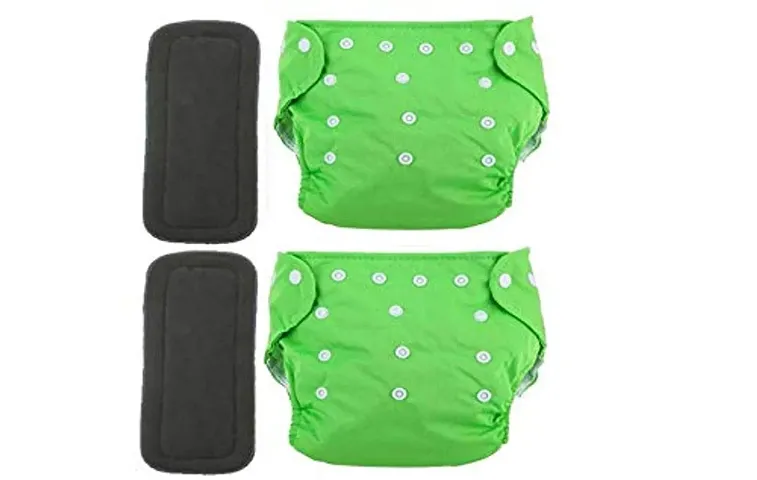 Tinny Tots Baby Reusable Cloth Diaper Adjustable Nappies Washable With Bamboo Charcoal Inserts(4 Layers) For New Borns/Infants Age 0-24 Months(3-16KGS)