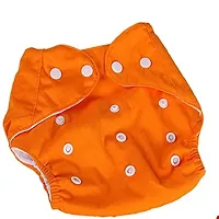 Alya Washable Reuseable Adjustable Premium Cloth Quality Free Size Diaper Nappy Baby Pants (0-2 Years) (Orange)-thumb1