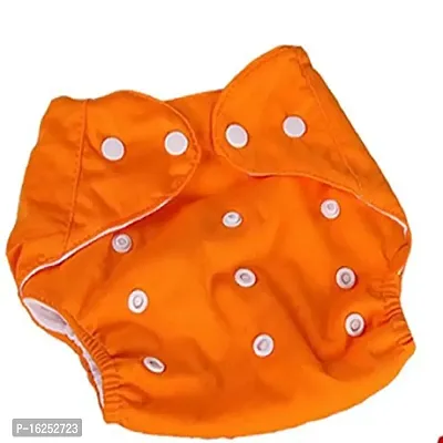 Alya Washable Reuseable Adjustable Premium Cloth Quality Free Size Diaper Nappy Baby Pants (0-2 Years) (Orange)-thumb2