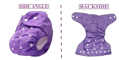 Tinny Tots Baby Reusable Cloth Diaper Adjustable Nappies Washable With Bamboo Charcoal Inserts(4 Layers) For New Borns/Infants Age 0-24 Months(3-16KGS) (PACK OF 3, PURPLE,YELLOW,RED)-thumb2