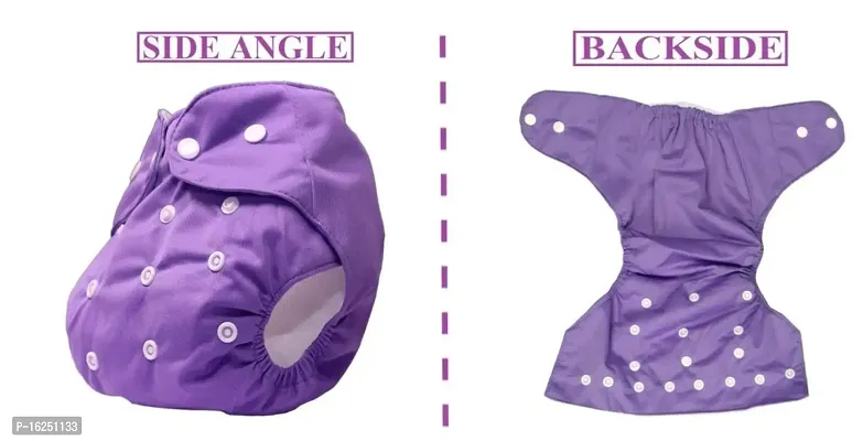 Tinny Tots Baby Reusable Cloth Diaper Adjustable Nappies Washable With Bamboo Charcoal Inserts(4 Layers) For New Borns/Infants Age 0-24 Months(3-16KGS) (PACK OF 3, PURPLE,YELLOW,RED)-thumb3