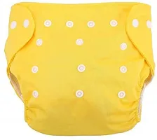 Tinny Tots Baby Reusable Cloth Diapers All in One Adjustable Washable With White Microfiber(4 layers) Wet-Free Insert Pads (0-24 Months 3-16KG) (PACK OF 1, YELLOW)-thumb4