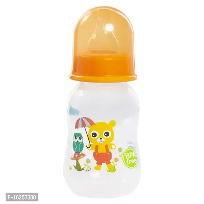 Tinny Tots Baby Sipper Feeding Bottle Water Juices Milk Feeder Bottle BPA Free with Anti-Colic Silicone Nipple Set (125 ML, Design 4)