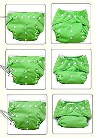 Alya Washable Reuseable Adjustable Premium Cloth Quality Free Size Diaper Nappy Baby Pants (0-2 Years) (Green)-thumb1