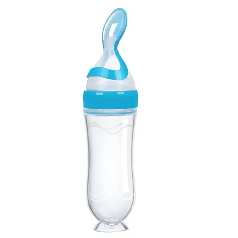 The Cheeky Kidzz Baby Silicone Squeeze Spoon Feeding Style Rice Cereal Squeezeable Feeder Bottle