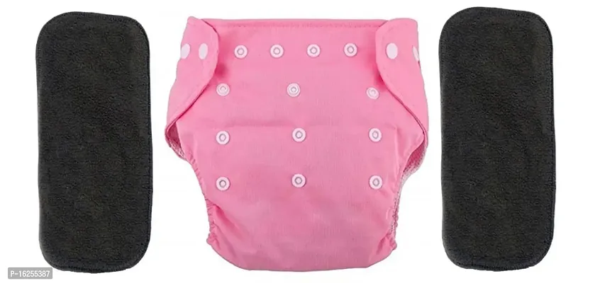 Alya Baby Button Pocket Style Reusable Cloth Diapers Adjustable Washable With 1 White Microfiber Bamboo(6layers) Wet-Free Insert Pads For Toddlers/New Borns(0-14 Months)