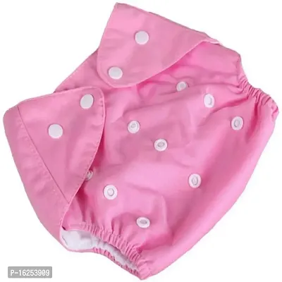 Alya Washable Reuseable Adjustable Premium Cloth Quality Free Size Diaper Nappy Baby Pants (0-2 Years) (Pink)-thumb2