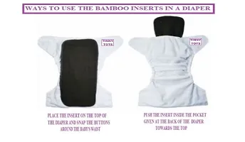 Tinny Tots Pack of 1 Baby Reusable Cloth Diapers Washable Adjustable With 1 Baby Bamboo Charcoal Microfiber Insert Pads Soaker Boosters(5 Layers) Wet-Free Combo For Toddlers/New Borns(PURPLE)-thumb2