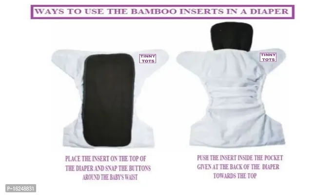 Tinny Tots Pack of 1 Baby Reusable Cloth Diapers Washable Adjustable With 1 Baby Bamboo Charcoal Microfiber Insert Pads Soaker Boosters(5 Layers) Wet-Free Combo For Toddlers/New Borns(PURPLE)-thumb3