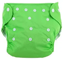 Alya Pocket Button Style Solid Reusable Cloth Diaper All in One Adjustable Washable Diapers Nappies(Without Inserts) for Toddlers/New Borns(0-24 Months,3-16KG) (Pack of 2, Yellow,Green)-thumb2