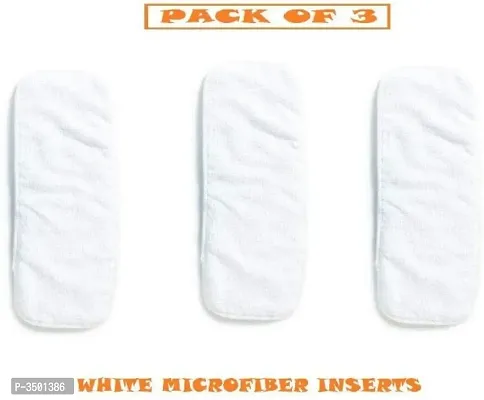 Alya 2 Layer White Microfiber Nappy Inserts Liners Reusable  Washable Cloth Diaper Nappy Inserts for Infants Toddlers (0-3 Years) (Pack of 3)-thumb0