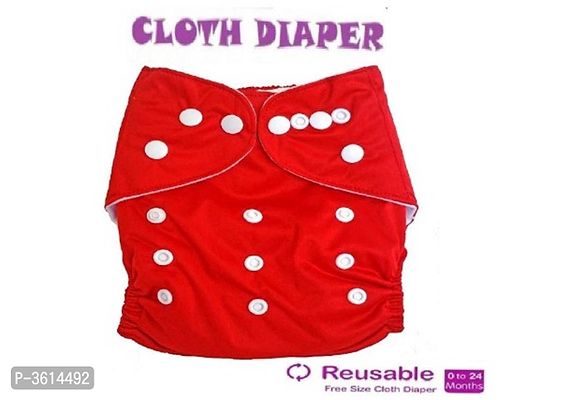Reusable  Adjustable Premium Quality Baby Washable Cloth Diaper Nappy Rash-Free For Infants/Babies/Toddlers |Age 0 to 24 Months | Baby Reusable Button Cloth Diaper (Pack of 1-Red Color)-thumb0