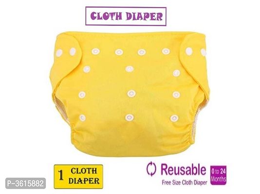 Little Toddlers Reusable  Adjustable Premium Quality Baby Washable Cloth Diaper Nappy Rash-Free For Infants/Babies/Toddlers |Age 0 to 24 Months | Baby Reusable Button Cloth Diaper (Yellow)-thumb0