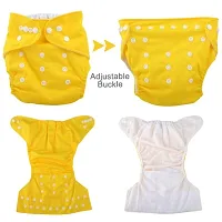 Little Toddlers Reusable  Adjustable Premium Quality Baby Washable Cloth Diaper Nappy Rash-Free For Infants/Babies/Toddlers |Age 0 to 24 Months | Baby Reusable Button Cloth Diaper (Yellow)-thumb2