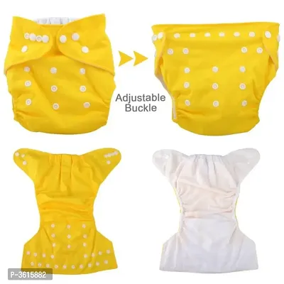 Little Toddlers Reusable  Adjustable Premium Quality Baby Washable Cloth Diaper Nappy Rash-Free For Infants/Babies/Toddlers |Age 0 to 24 Months | Baby Reusable Button Cloth Diaper (Yellow)-thumb3