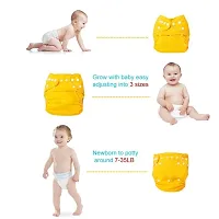 Little Toddlers Reusable  Adjustable Premium Quality Baby Washable Cloth Diaper Nappy Rash-Free For Infants/Babies/Toddlers |Age 0 to 24 Months | Baby Reusable Button Cloth Diaper (Yellow)-thumb4