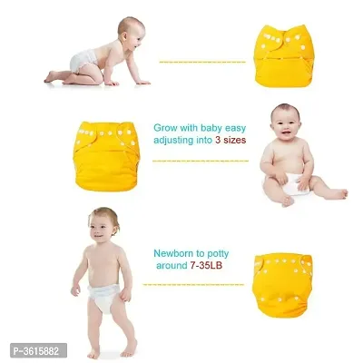 Little Toddlers Reusable  Adjustable Premium Quality Baby Washable Cloth Diaper Nappy Rash-Free For Infants/Babies/Toddlers |Age 0 to 24 Months | Baby Reusable Button Cloth Diaper (Yellow)-thumb5