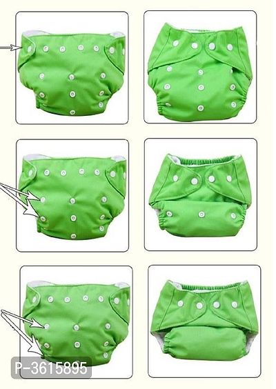 Little Toddlers Reusable  Adjustable Premium Quality Baby Washable Cloth Diaper Nappy Rash-Free For Infants/Babies/Toddlers |Age 0 to 24 Months | Baby Reusable Button Cloth Diaper (Green)-thumb5