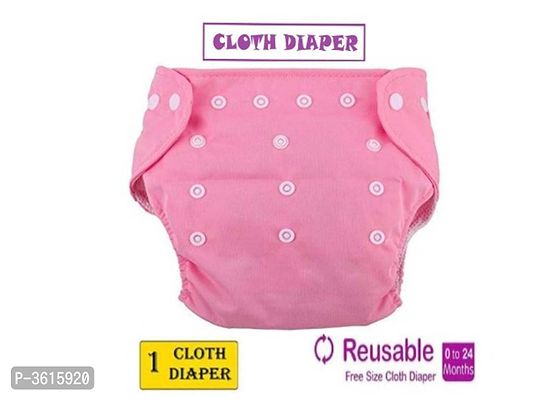Little Toddlers Reusable  Adjustable Premium Quality Baby Washable Cloth Diaper Nappy Rash-Free For Infants/Babies/Toddlers |Age 0 to 24 Months | Baby Reusable Button Cloth Diaper (Pink)-thumb0