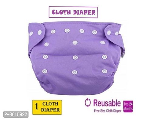 Little Toddlers Reusable  Adjustable Premium Quality Baby Washable Cloth Diaper Nappy Rash-Free For Infants/Babies/Toddlers |Age 0 to 24 Months | Baby Reusable Button Cloth Diaper (Purple)-thumb0