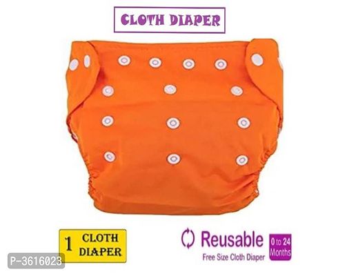 Little Toddlers Reusable  Adjustable Premium Quality Baby Washable Cloth Diaper Nappy Rash-Free For Infants/Babies/Toddlers |Age 0 to 24 Months | Baby Reusable Button Cloth Diaper (Orange)