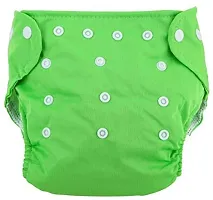 Little Toddlers Pack of 1 Baby Washable Reusable Adjustable Cloth Free Size Diaper Nappy With Bamboo Charcoal Insert Liner Pad (5 Layers) For Babies/Toddlers/Infants I Age 0-24 Months (GREEN)-thumb4